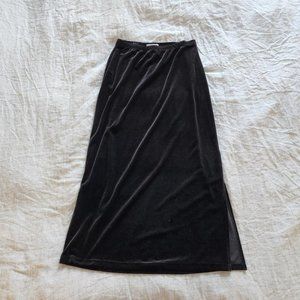 90s Black velvet whimsygoth maxi skirt